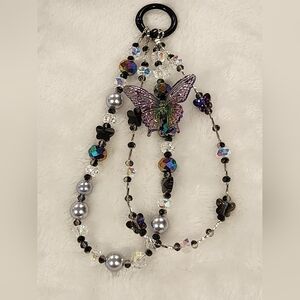 Elegant Butterfly Beaded Phone Chain